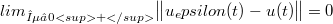 lim_{ε → 0<sup>+</sup>} \big\Vert u_epsilon(t) - u(t) \big\Vert = 0