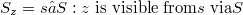 S_{z} = {s ∈ S: z \textrm{ is visible from} s \textrm{ via} S}